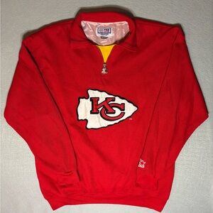 Vintage Kansas City CHIEFS Pullover Sweatshirt Waffle Knit STARTER NFL Rare NFL